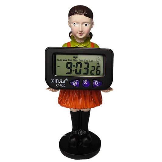 Squid Game-Themed Digital Clock – Resin Doll Ornament & Desk Clock