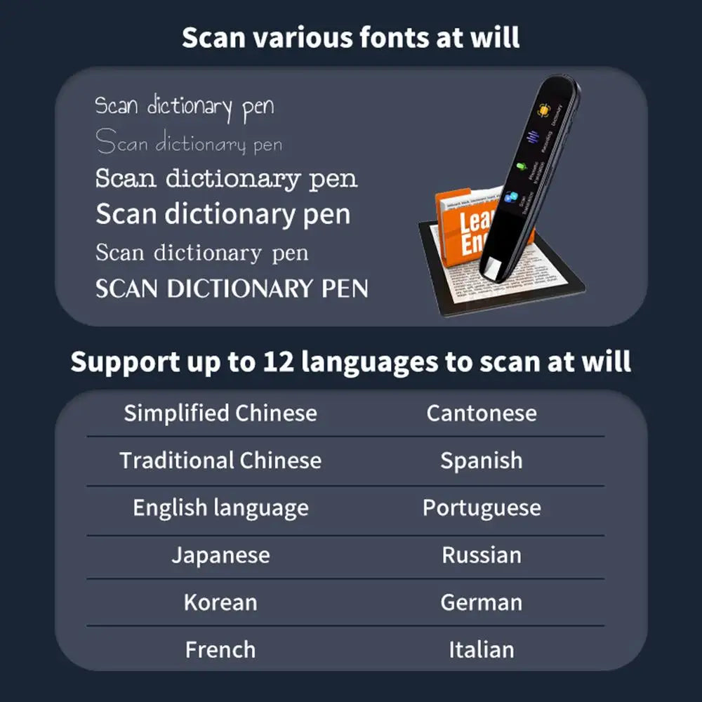 Offline Translation Pen - 123 Languages, Scanning & Point Reading, Teacher & Student Translator