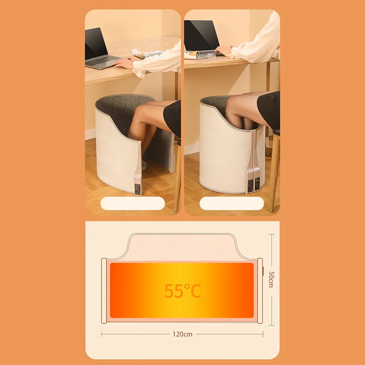 Folding Electric Feet Heater Portable Electric Heater Far Infrared Leg Warmers Household Under Table Heater Office Warmer Feet